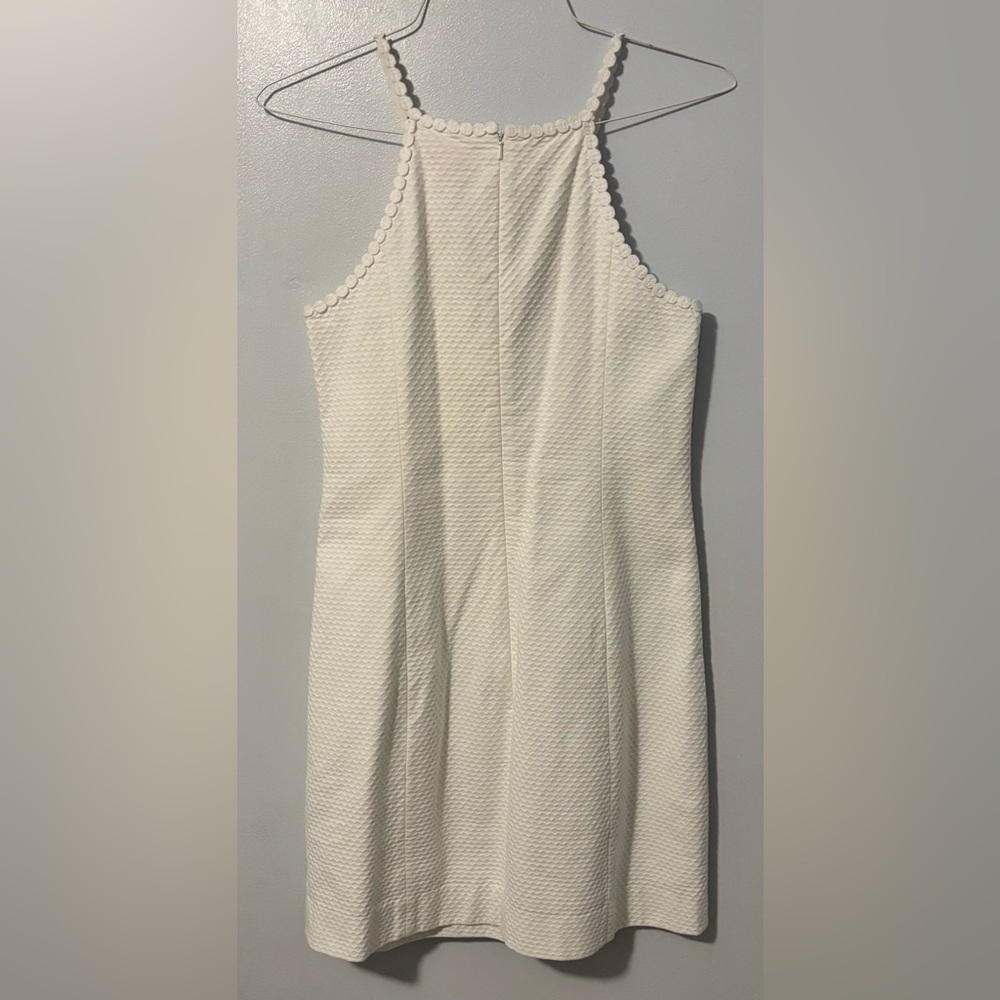 🤍 Lilly Pulitzer White Embroidered Halter Dress – Size 8 – Fully Lined - Picture 2 of 5